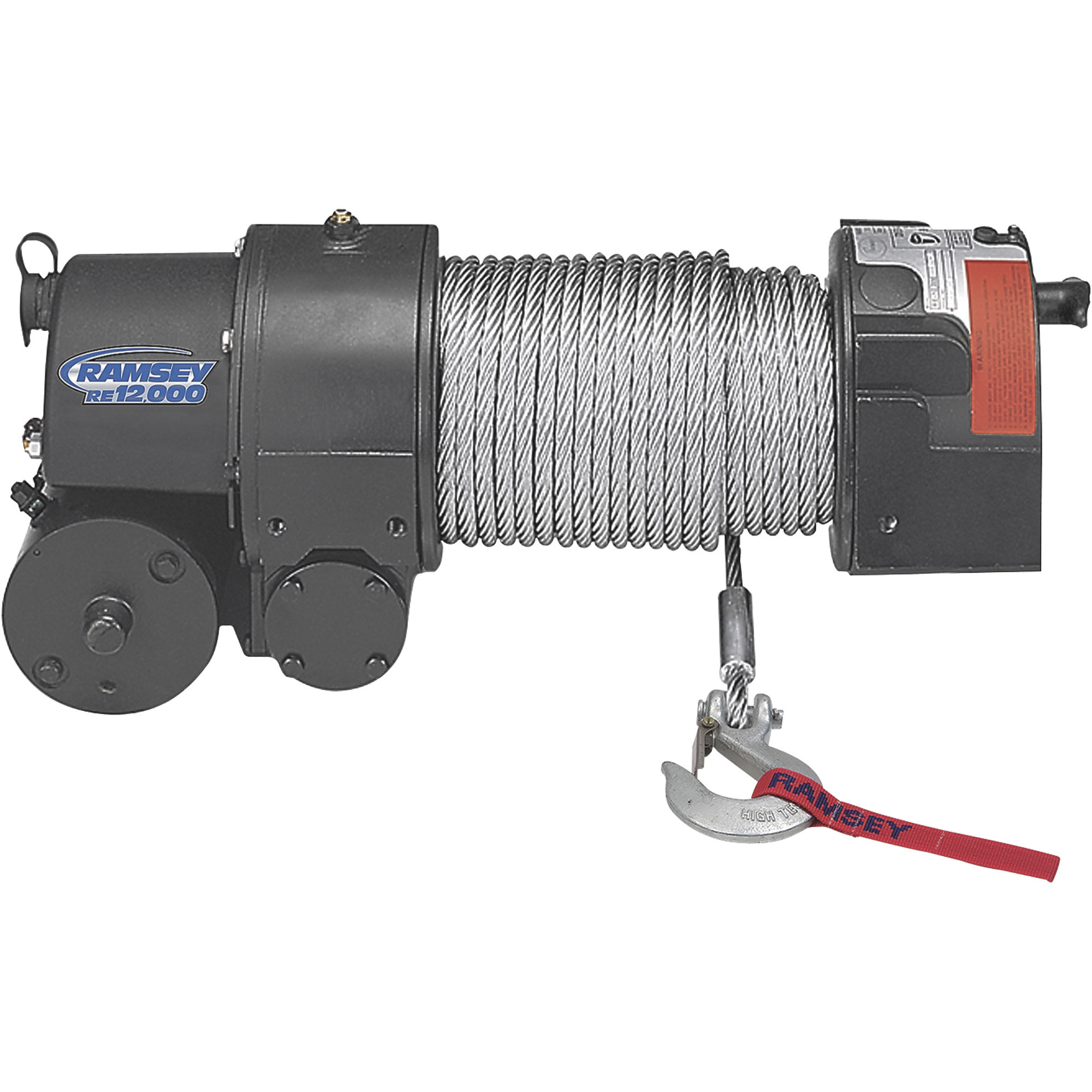 Ramsey Extra Heavy-Duty Front Mount 12 Volt DC Powered Electric Truck Winch, 12,000-Lb. Capacity, Galvanized Aircraft Cable, Model# RE12000